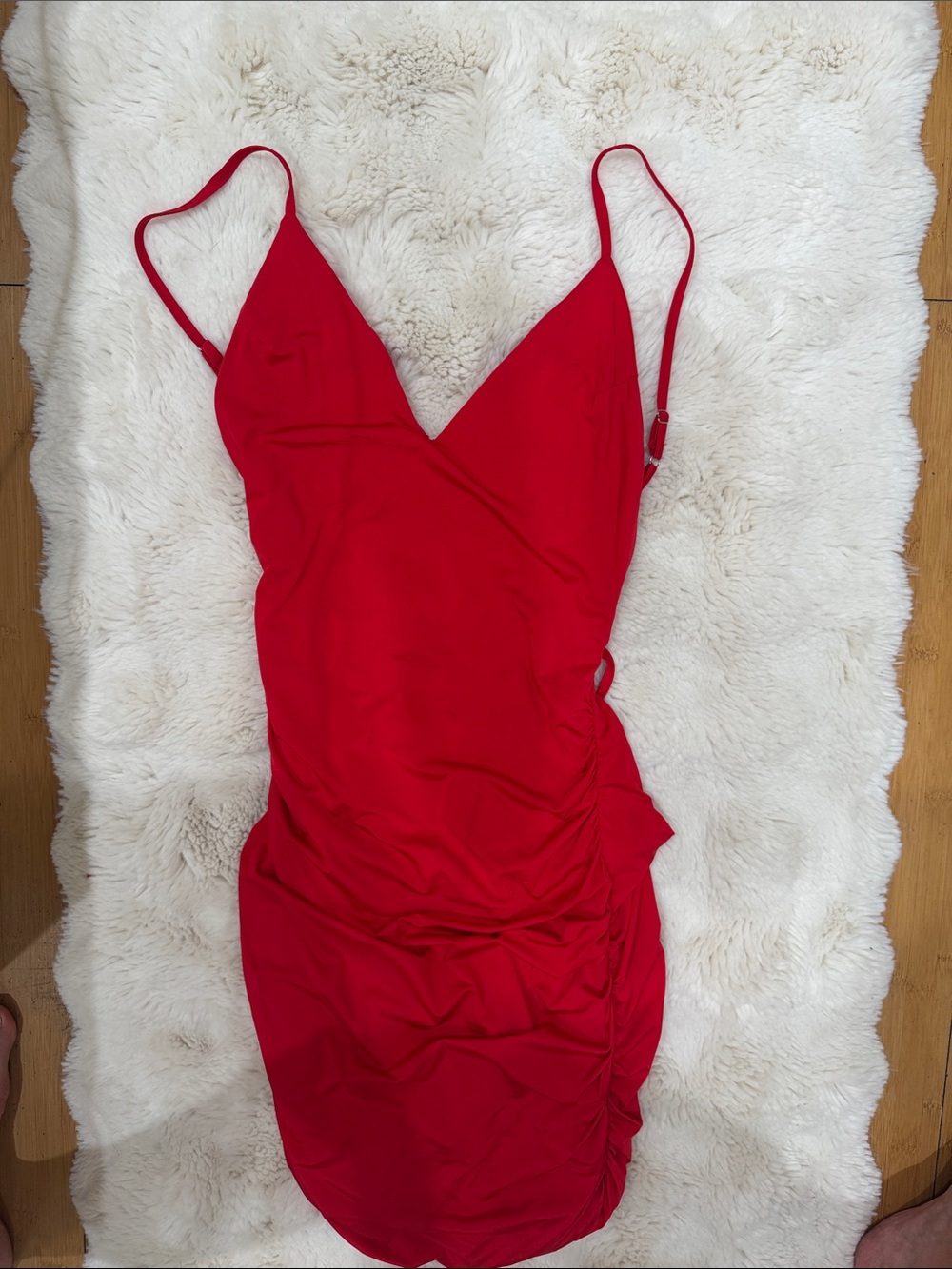 Tiger Mist Red Spaghetti-Strap Low Backless Bodycon Dress